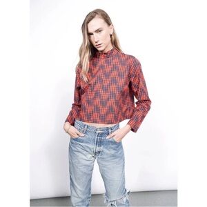 Wildfang Red and Blue Plaid Shirt